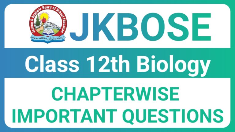 JKBose class 12th Biology Guess paper